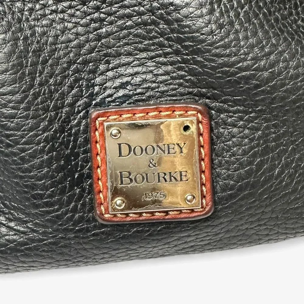 Dooney & Bourke Pebbled Leather Satchel Black Brown Trim